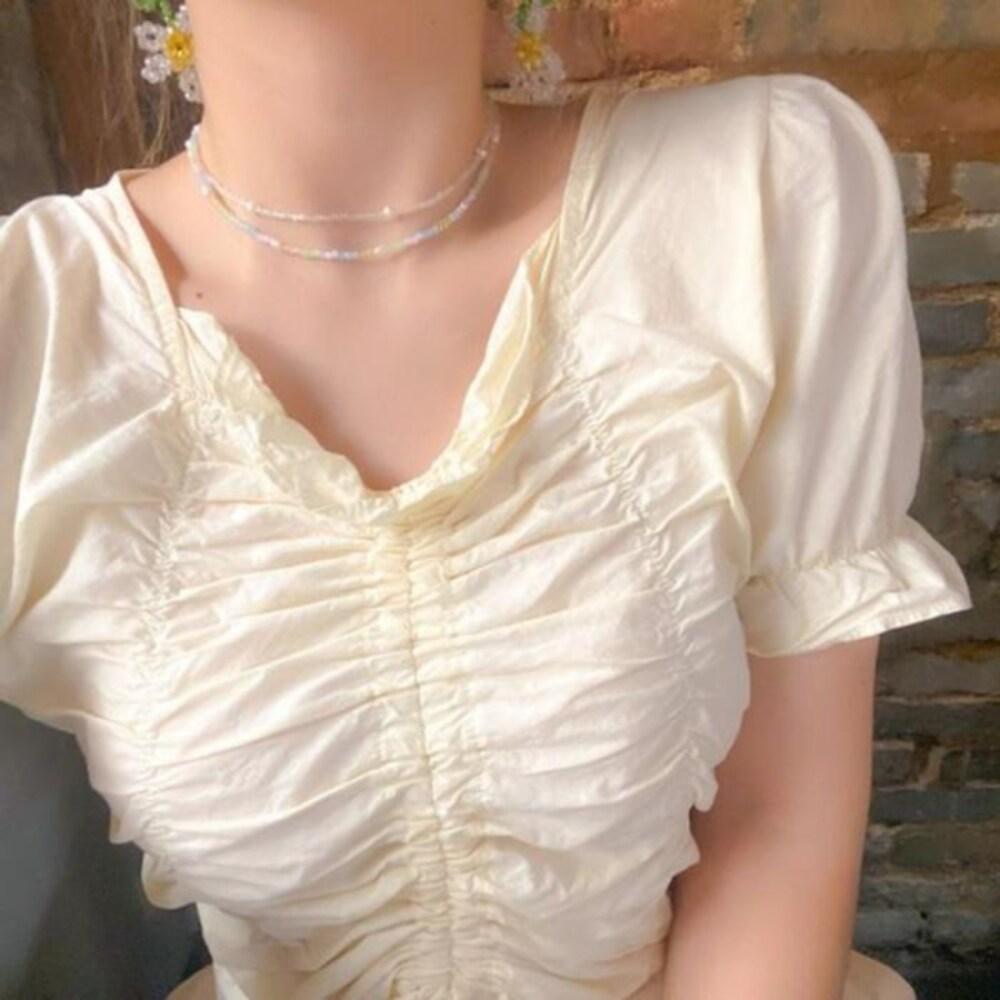[Onoma] Onm Necklace Bead Choker Pastel Clear Pearl Beads (25437095)