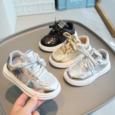 Children's Sports Shoes 2025 Spring and Autumn New Girls Casual Shoes Sequined Fashion Boys Board Shoes Soft Sole Baby Shoes Single