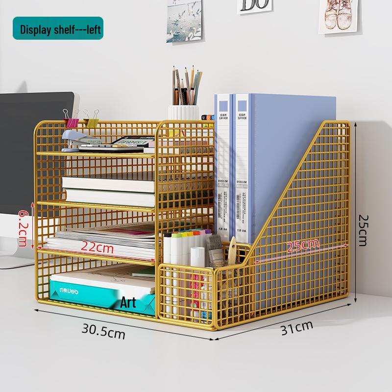 Multilayer Desktop Organizer: File Storage Rack & Office Supplies Set