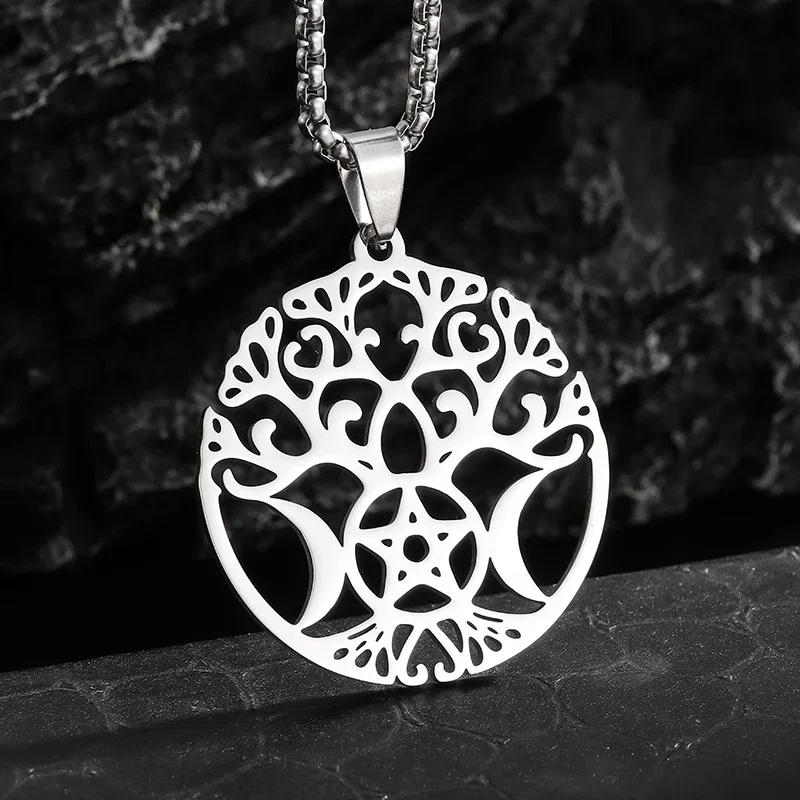 Stainless Steel Witchcraft Pentagram Necklace for Men Jewish Hebrew Four Letter Solomon Pendant Rune Amulet Jewelry