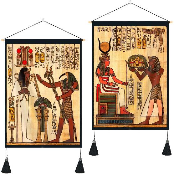 KIKIDOR Pack of 2 Egyptian Tapestry Ancient Pharaohs Hieroglyphic Cool Mythology Egypt Gods Carvings Historical Abstract piring Esthetic Wall Hanging
