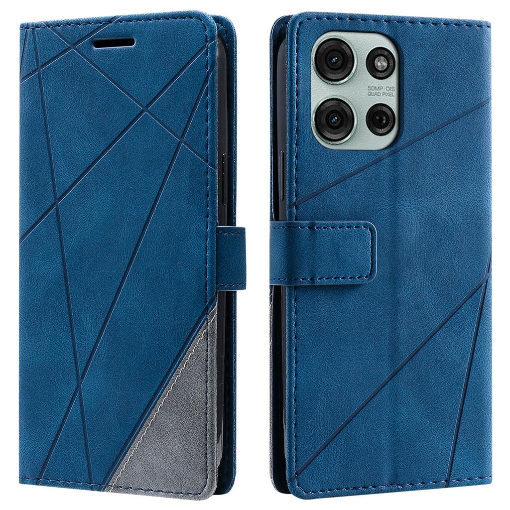 For Motorola Moto G75 5G Case Imprinted Lines PU Leather Splicing Wallet Phone Cover