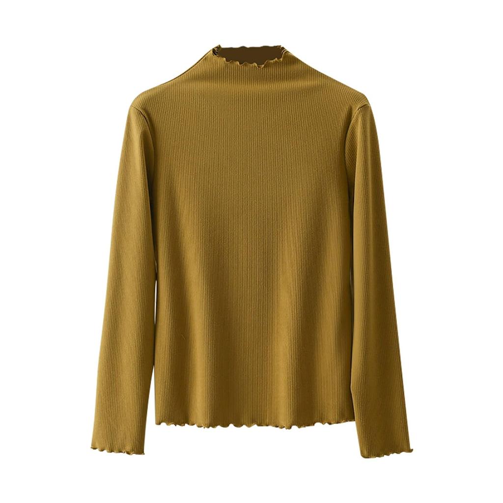 Women's Slim-Fit Long-Sleeve Base Layer Top With Flounce Collar