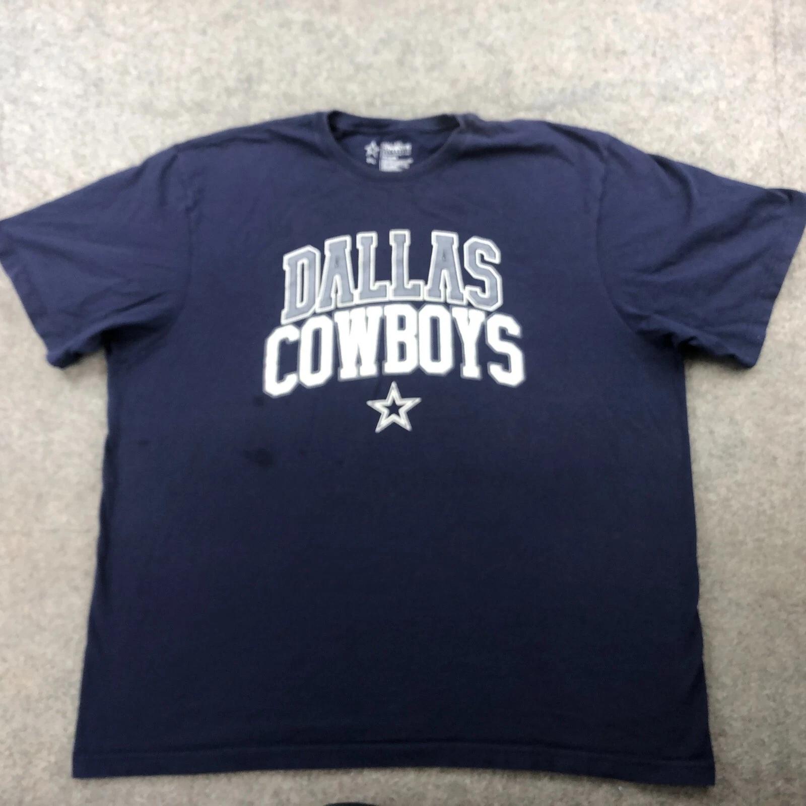 Мужская футболка Dallas Cowboys 3XL Синяя с графикой и надписью NFL Футбол Короткий рукав S
