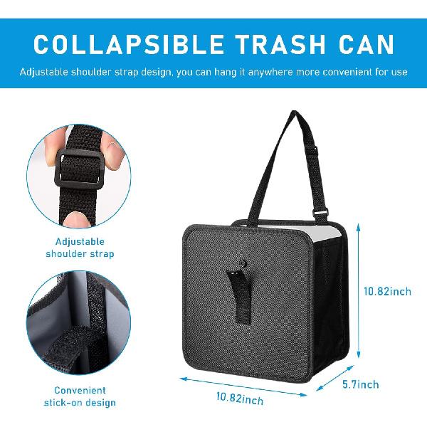 Foldable Car Trash Can, Waterproof Large Capacity Automotive Hanging Trash Bin, Leakproof Auto Garbage Bag Storage Container for All Vehicles,