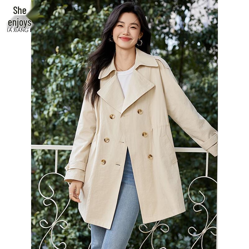 Women's Elegant Mid-Length Khaki Trench Coat