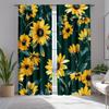 Yellow Sunflower Curtains Floral Botanical Green Garden Drapes Curtain Set Of 2 Made Polyester Washable