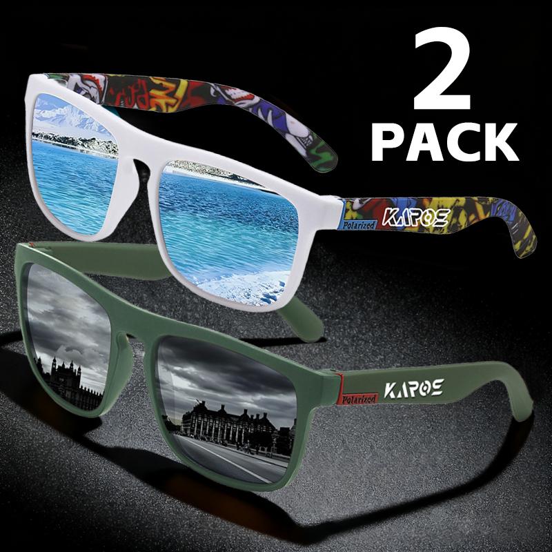 

KAROS 2PCS Sunglasses Men/Women Square Mirror Brand Design Luxury UV400 SunShade Unisex Fishing Driving Cycling Hiking