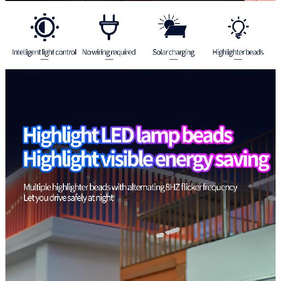 Solar Powered LED Car Roof LiDAR Decorative Cover Light Anti Rear End Collision Warning Flashing Navigation Light