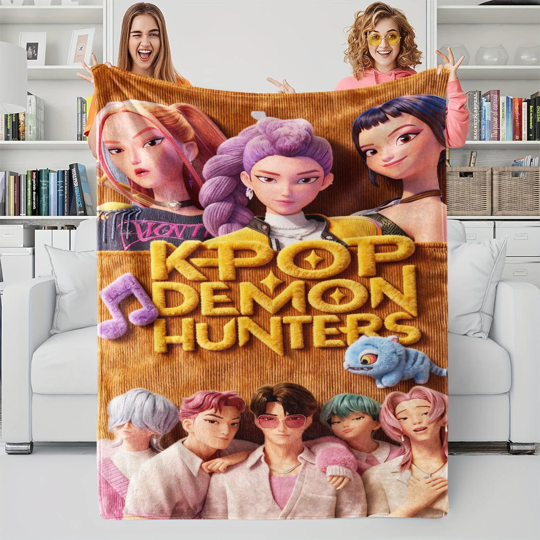

K-POP Demons Hunters Theme Blanket, Hot Anime Print Flannel Throw Blanket, Perfect Fan Gift Blanket, Home Casual Warm Blanket 75cmx90cm