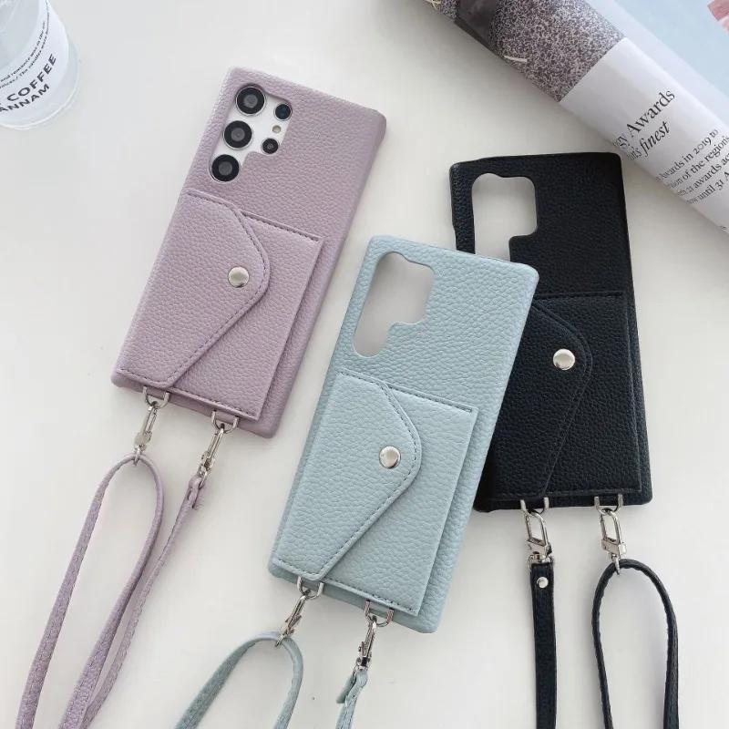 Crossbody Phone Case for Samsung Galaxy S23 S21 FE S25 S24 S22 Ultra Plus A56 A36 A26 A16 A06 A54 A15 A25 A35 A55 Leather Cover