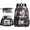 School Bag, Peripheral Printing Three-piece Set, Student School Bag, Backpack, Messenger Bag, Pencil Bag.