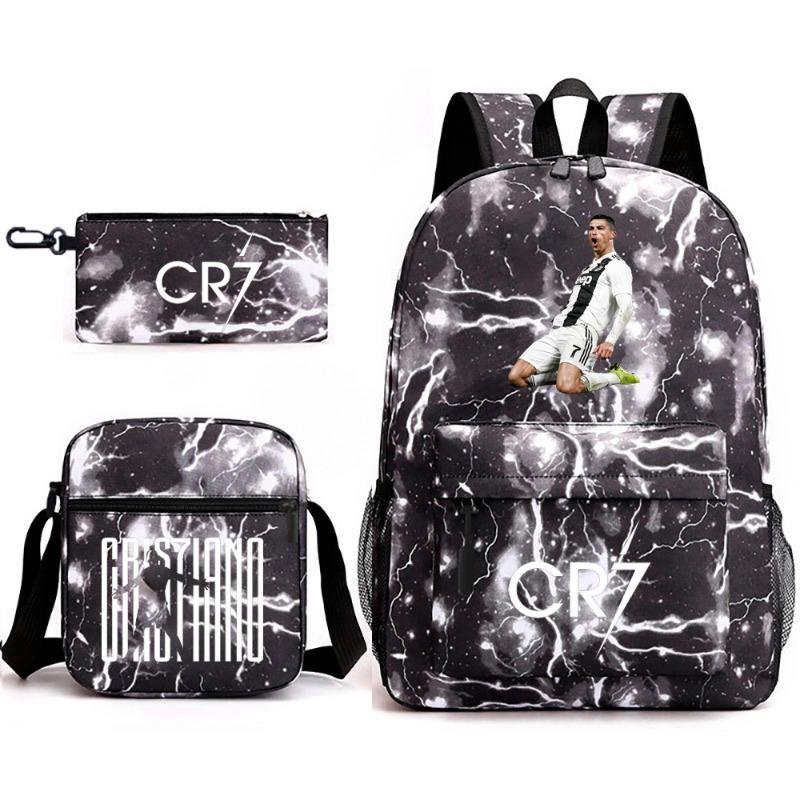School Bag, Peripheral Printing Three-piece Set, Student School Bag, Backpack, Messenger Bag, Pencil Bag.