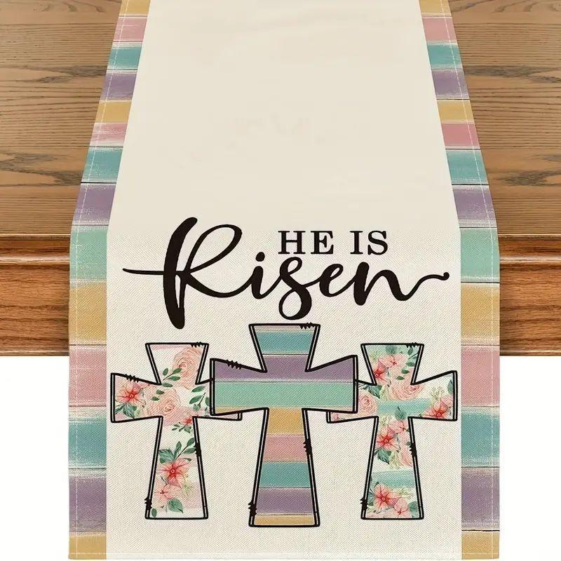 Rabbit Table Runners Floral Design Easter Linen Table Runners Table Runner For Easter Egg For Home Entertaining Wedding