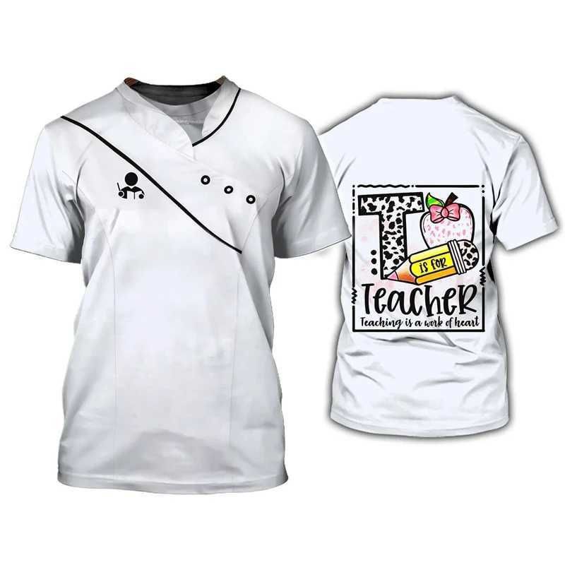 Sommer Rundhals 3D Lehrer-Themen Grafikdruck Top Modische Lässige Kurzarm Herren- und Damen-Unisex-T-Shirts