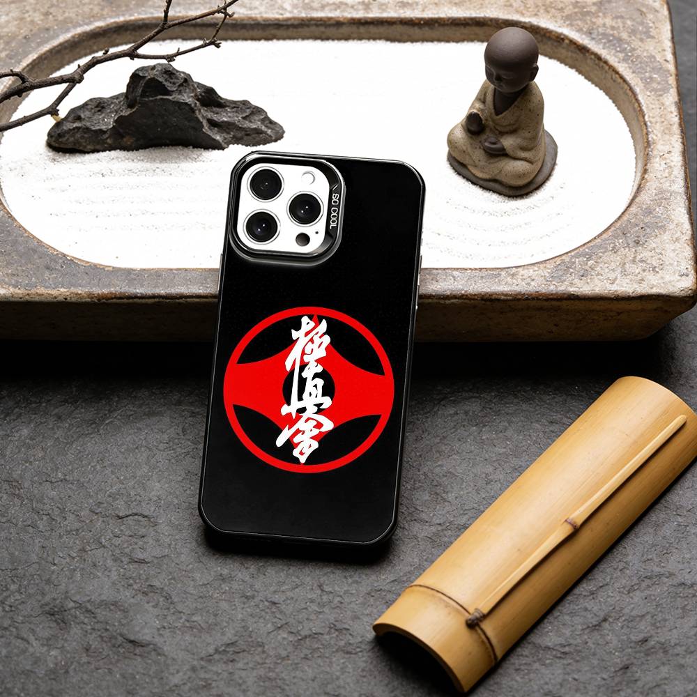 Kyokushin Karate Symbol Phone Case For iPhone17, 16,15,14,13,12 Pro Max Black Candy Matte Shockproof Cover iPhone17