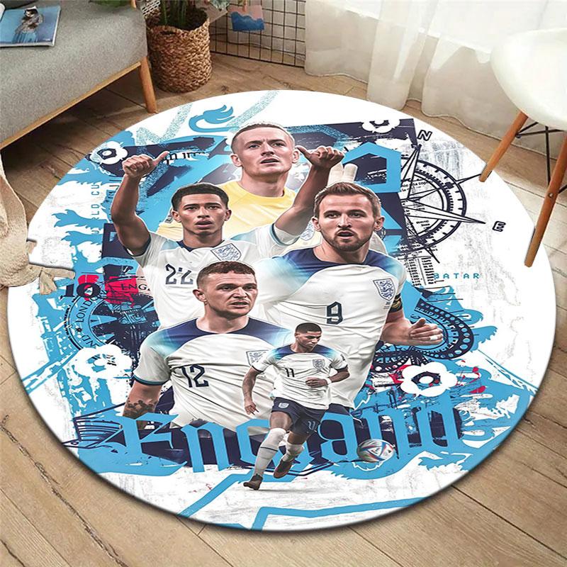 England National Football Team Round Area Rug,Carpet Rug for Living Room Bedroom Sofa Playroom Decor,Non-slip Floor Mat
