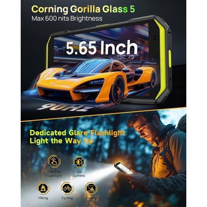 Ulefone Armor X32 Pro 5G Smartphone Robuste 16Go+256Go 64MP+25MP Vision Nocturne Téléphone Incassable Android 14 5,65" NFC, Noir