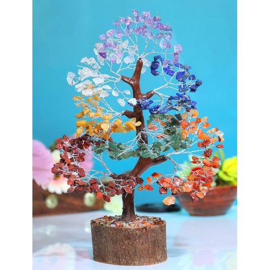 Crocon Seven Chakra Gemstone Tree Feng Shui Money Bonsai Positivity Home Decoration Ornament Healing Crystals (004)