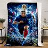 Football Theme Warm Blanket with Dynamic Athlete Print Flannel Blanket for Bedroom, Living Room, Sofa, and Nap