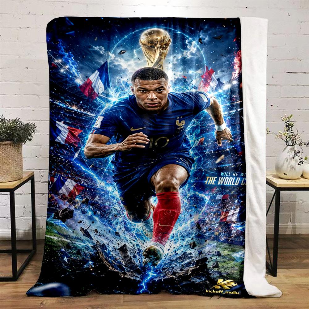 Football Theme Warm Blanket with Dynamic Athlete Print Flannel Blanket for Bedroom, Living Room, Sofa, and Nap