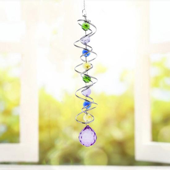 Pandantiv cu prisme de cristal artificiale, cu dublă spirală, prindere de soare, pentru curcubeu, coadă în spirală, decorativ, suspendat, filator de vânt, pandantiv cu cristale artificiale pentru interior