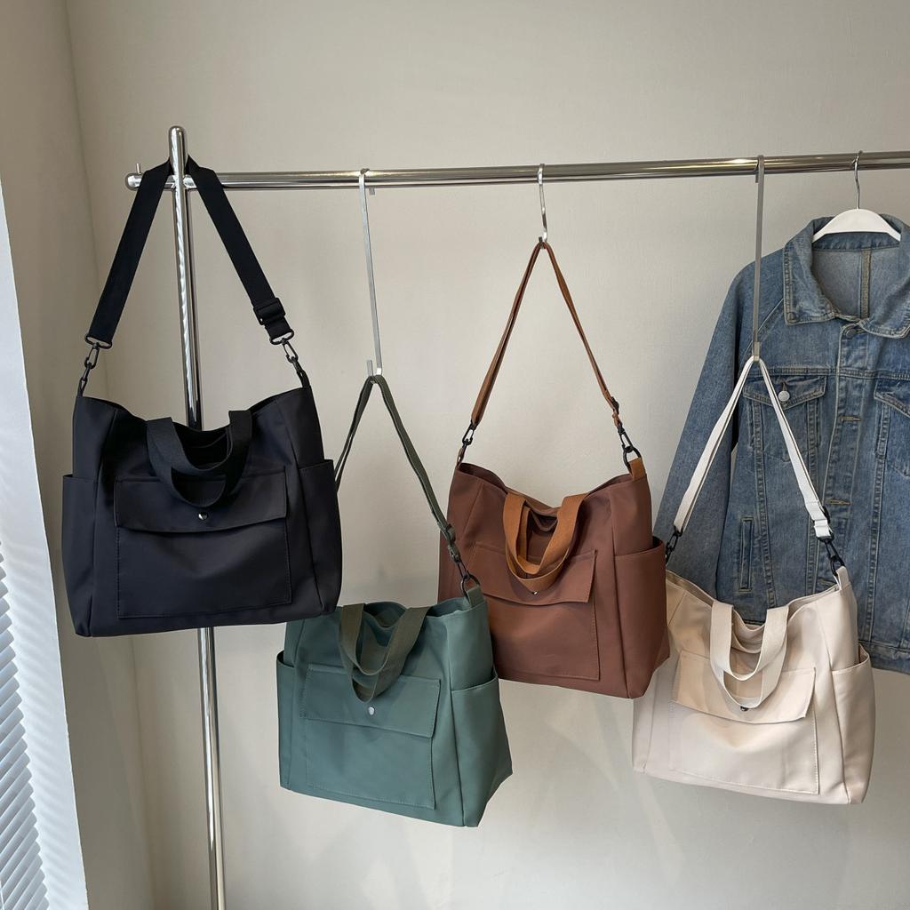 Large-capacity college students commuting bag for women 2025 new simple casual shoulder tote tote shopping bag