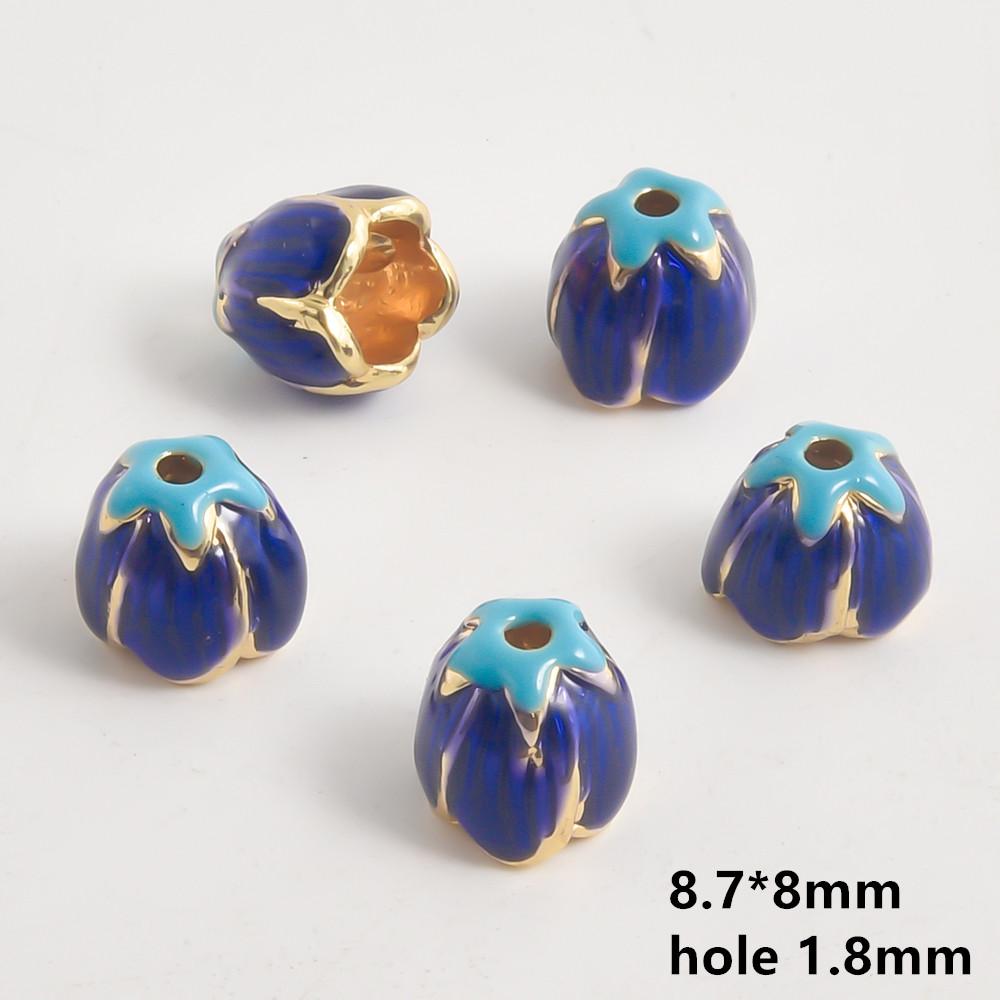 10pcs/Lot Vintage Enamel Flower Bead Cap Accessories For Jewelry Making Supplies Bohemia End Caps Handmade Connectors Materials