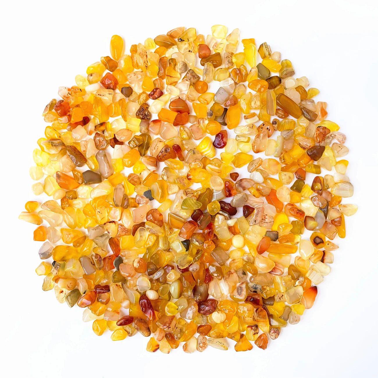 Polished Yellow Agate Quartz Crystal Gravel for Aquarium and Home Decor 3-5mm 50g желтого агата