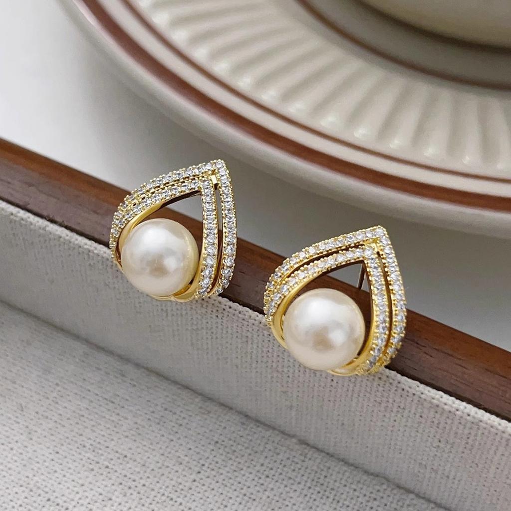 French White Bead Earrings for Women