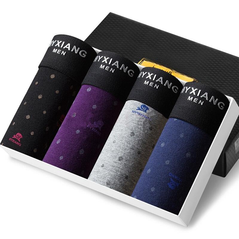 4pcs Men's Underwear Mid Waist Flat Leg Pants Men's Underwear Boxer Brief