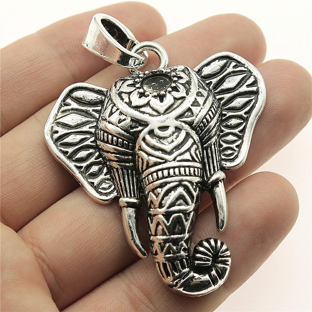2pcs Charms Big Elephant For Jewelry Making DIY Jewelry Accessories Antique Silver Color Big Elephant Pendant Charms