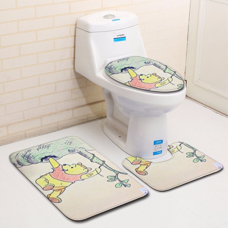 Creative 3D Bathroom Toilet Three-Piece Floor Mat Door Mat Bathroom Carpet