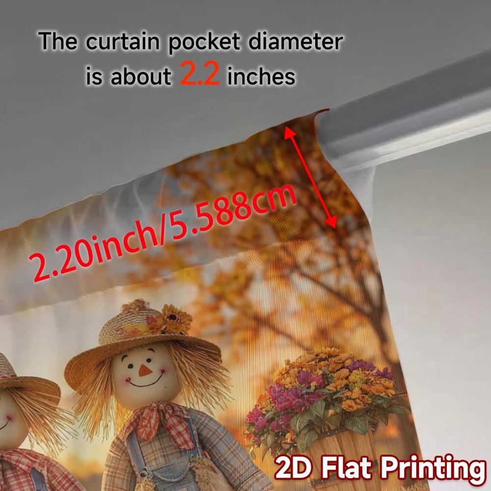 2pcs, 2D FLAT PRINTING Curtains (Without Rod) Harvest Friends Contemporary Popular Curtains Durable 100% Polyester Fabric