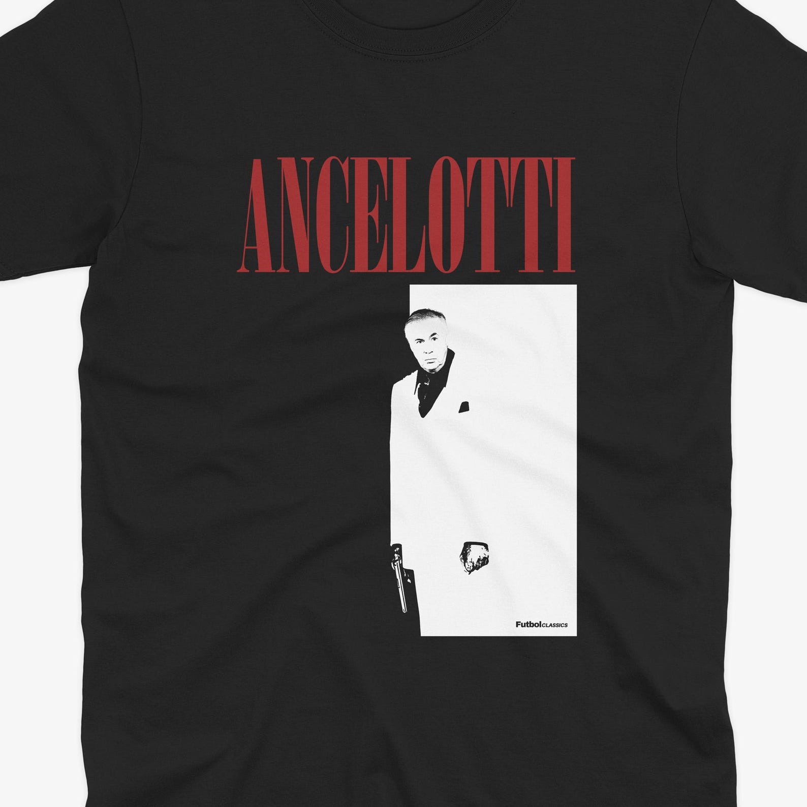 Carlo Ancelotti Scarface Style T Shirt | Real Madrid T Shirt | RMFC | Los Blancos | Bernabeu | Real Madrid Fan | Real Madrid Gift 2XL