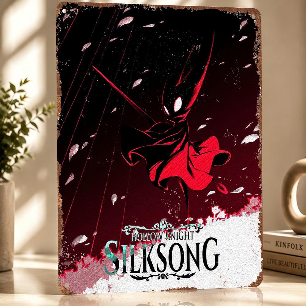 Hollow Knight Silksong Hornet D Texture Metal Poster Customized Wall Art Tin Sign Gift for Mancave Bedroom Stuff Decor Luxury