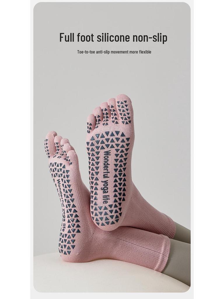 Women's Non-Slip Five-Toe Yoga & Pilates Socks - Professional Cotton Split-Toe Design