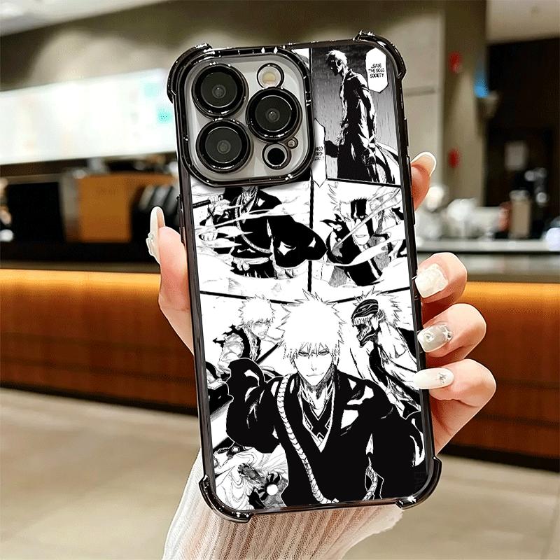 Bleach Anime Ichigo Kenpachi Plating Phone Case For Iphone 16 17 Pro Max Air 16E 14 15 Plus 12 13 Mini Anti-Fall Airabag Cover
