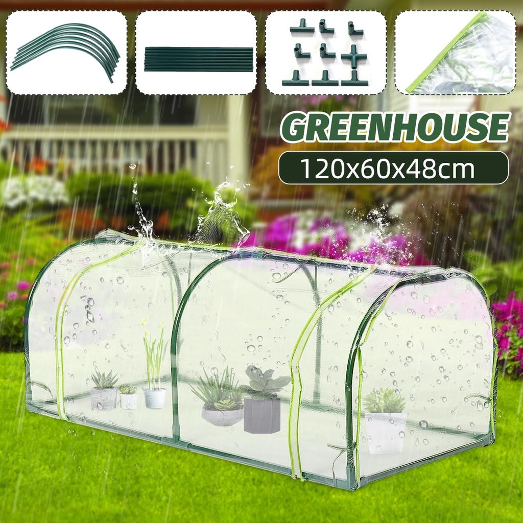 Iron+PE Mini Outdoor Greenhouse Tunnel Flowers Plants Gardening Shelter Winter Rainproof Sun Shade Garden Greenhouses Canopy Kit Awning Random New