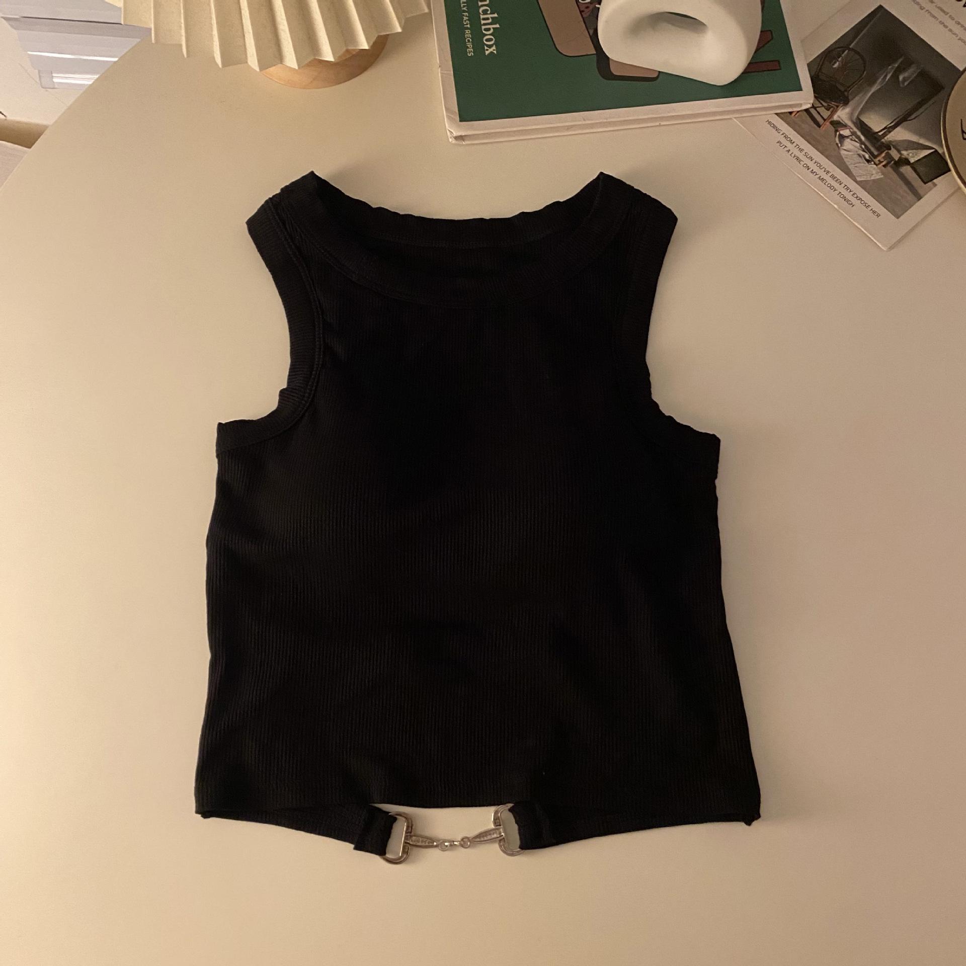 Женский пикантный топ-камисоль с открытой спиной, накладками на грудь и дизайном бандо One Size чёрный