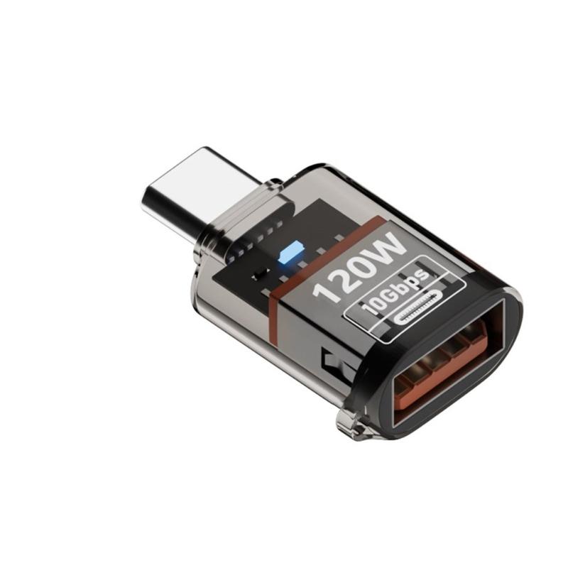 Type-C OTG Adapter Converter Support 10Gbps Data Transfer 120W Charging USB C Male to USB 3.2 Female Adapter Portable
