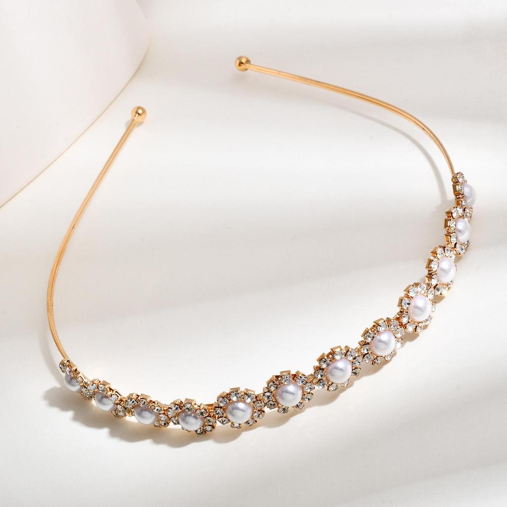 Französisches Barock Strass Perlen Haarreif - Doppellagig Retro Hofstil Haaraccessoire für Damen