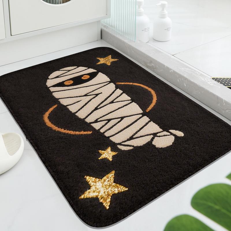 Purple Witch Hat Pattern Bathroom Floor Mat, Bathtub Absorbent Foot Mat, Shower Room Small Carpet Decorative Mat