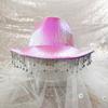 Glitter Cowboy Hat Tassel Jazz Hat Fedora Hat All-match for Street Shooting