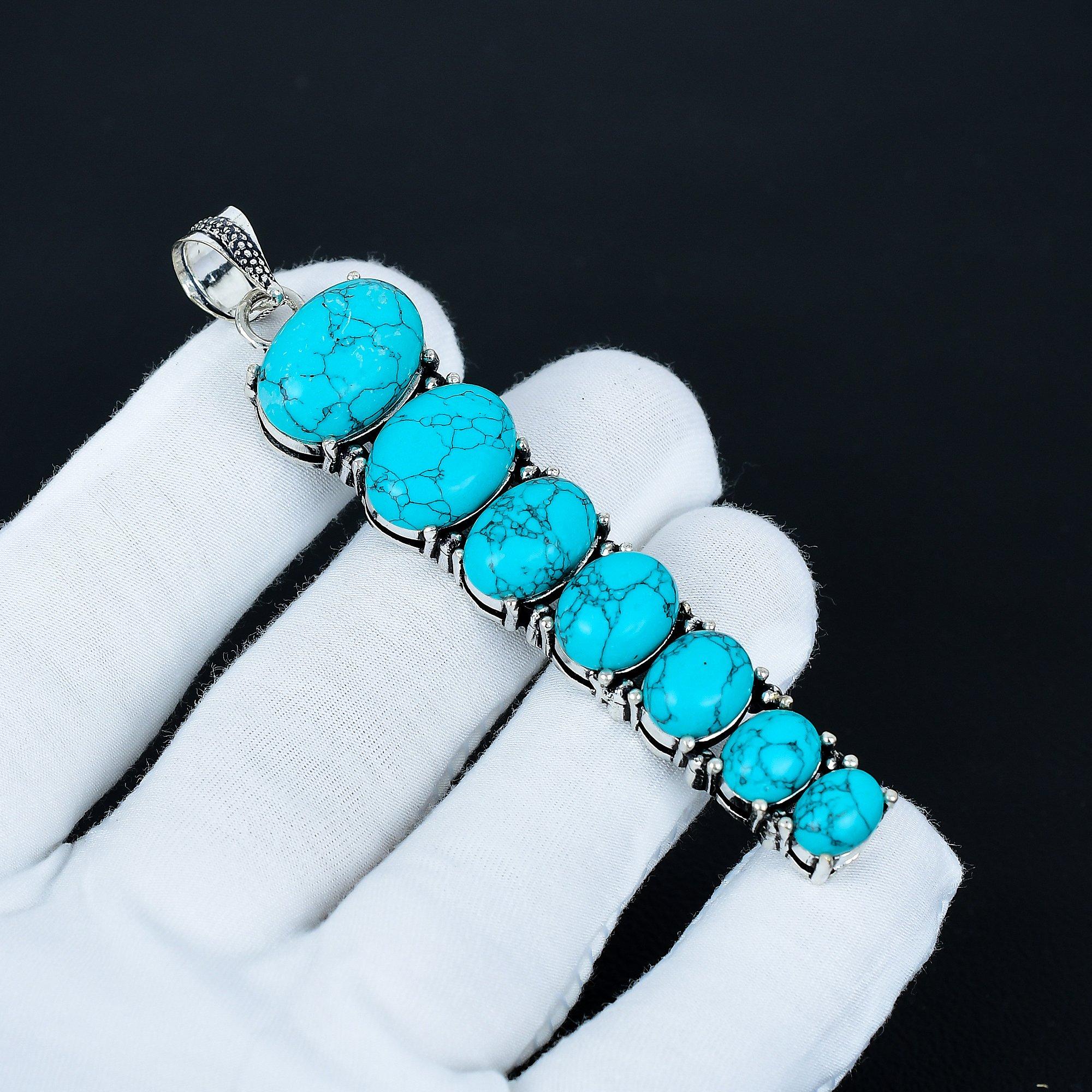 

Natural Turquoise Pendant, 925 Sterling Silver Pendant, Handmade Pendant, Antique Pendant, Turquoise Gemstone Pendant, Valentine s Day Gift 3.14 синий