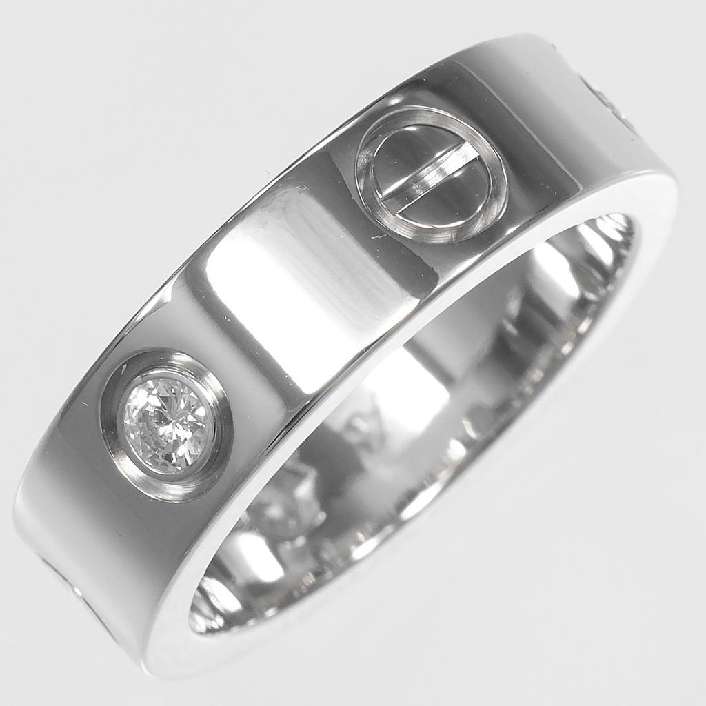 CARTIER love Ring K18 white gold/3P Diamond #5.8(US Size) 8.82g Women Used