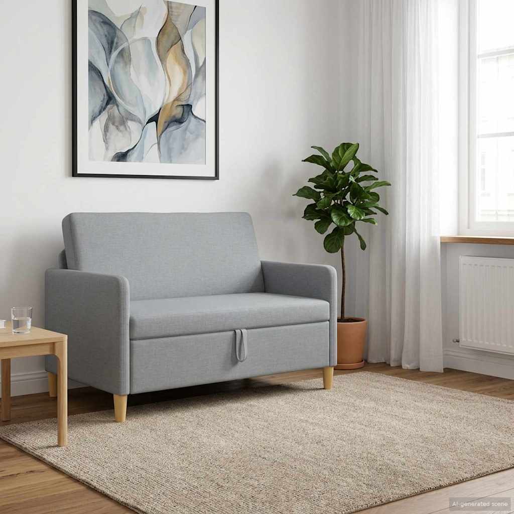Storage Sofa in Light Grey 122 x 78 x 87 cm Polyester