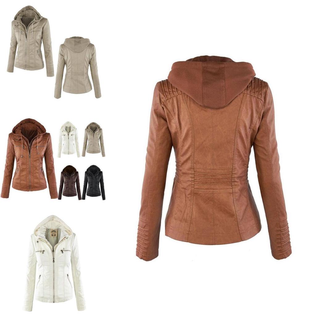 Stupenda Giacca con Cappuccio in Pelle da Donna Parka Sottile Perfetta per l'Abbigliamento Invernale