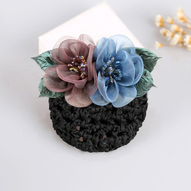 1Pc Flower Hair Clip Women Hair Accessory Durable Silk Gauze Fashion Hair Net Mesh Hairband