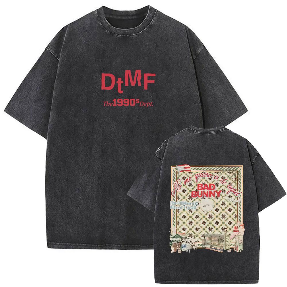 Washed Vintage Rapper Bad Bunny Un Verano Sin Ti Album Graphic Tshirt Men Women Hip Hop Fashion Pop Music T Shirts Streetwear
